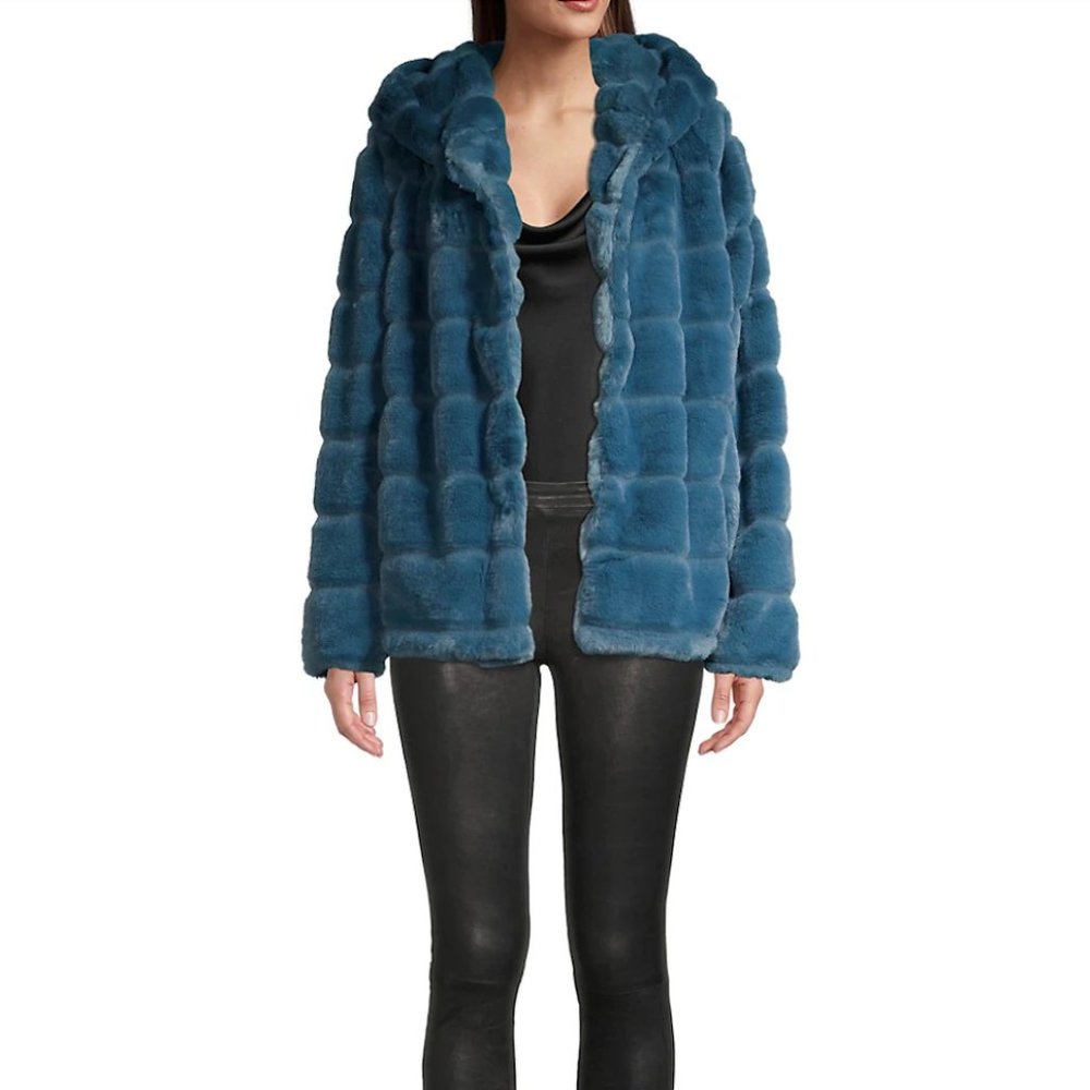 Apparis Goldie 4.0 Faur Fur Jacket In Teal NEW WITH TAGS
